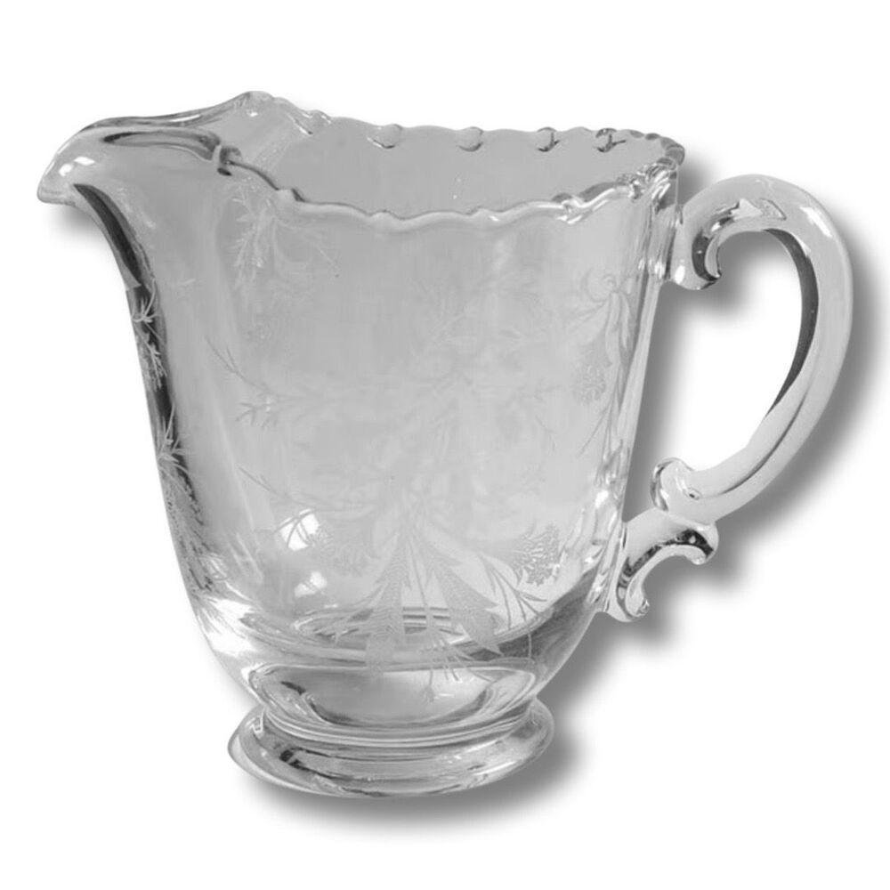 Heather by FOSTORIA Etched Crystal 48 Oz Ice Lip Jug RARE